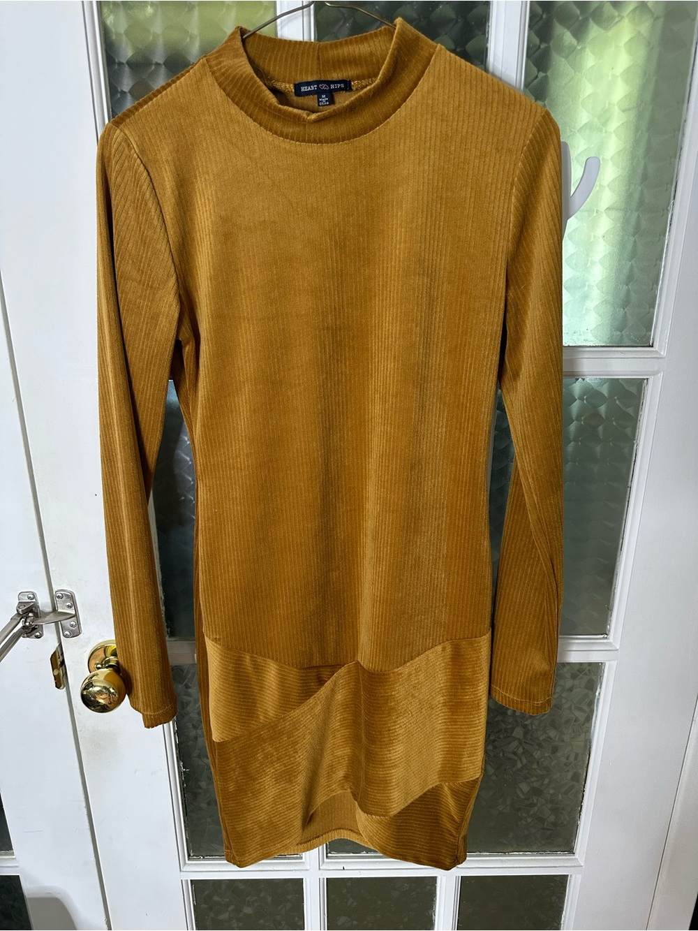 Mustard Ribbed Long Sleeve Dress
